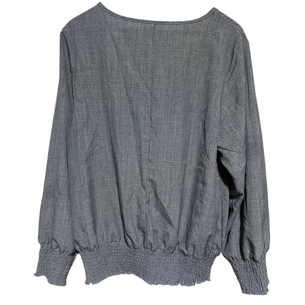 Gray Long Sleeve Blouse Top with Elastic Hem and Cuffs SZ. 1XL - Picture 2 of 4